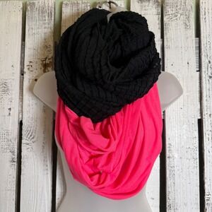 Set of 2 Infinity Loop Scarf One Size Black Pink Y2K Vibes Lightweight Versatile